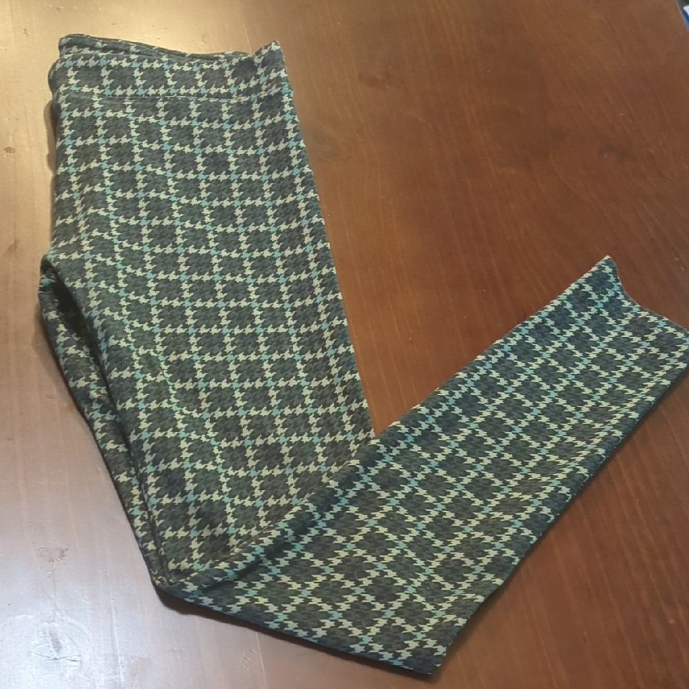 Pact Houndstooth Leggings - Black and Green